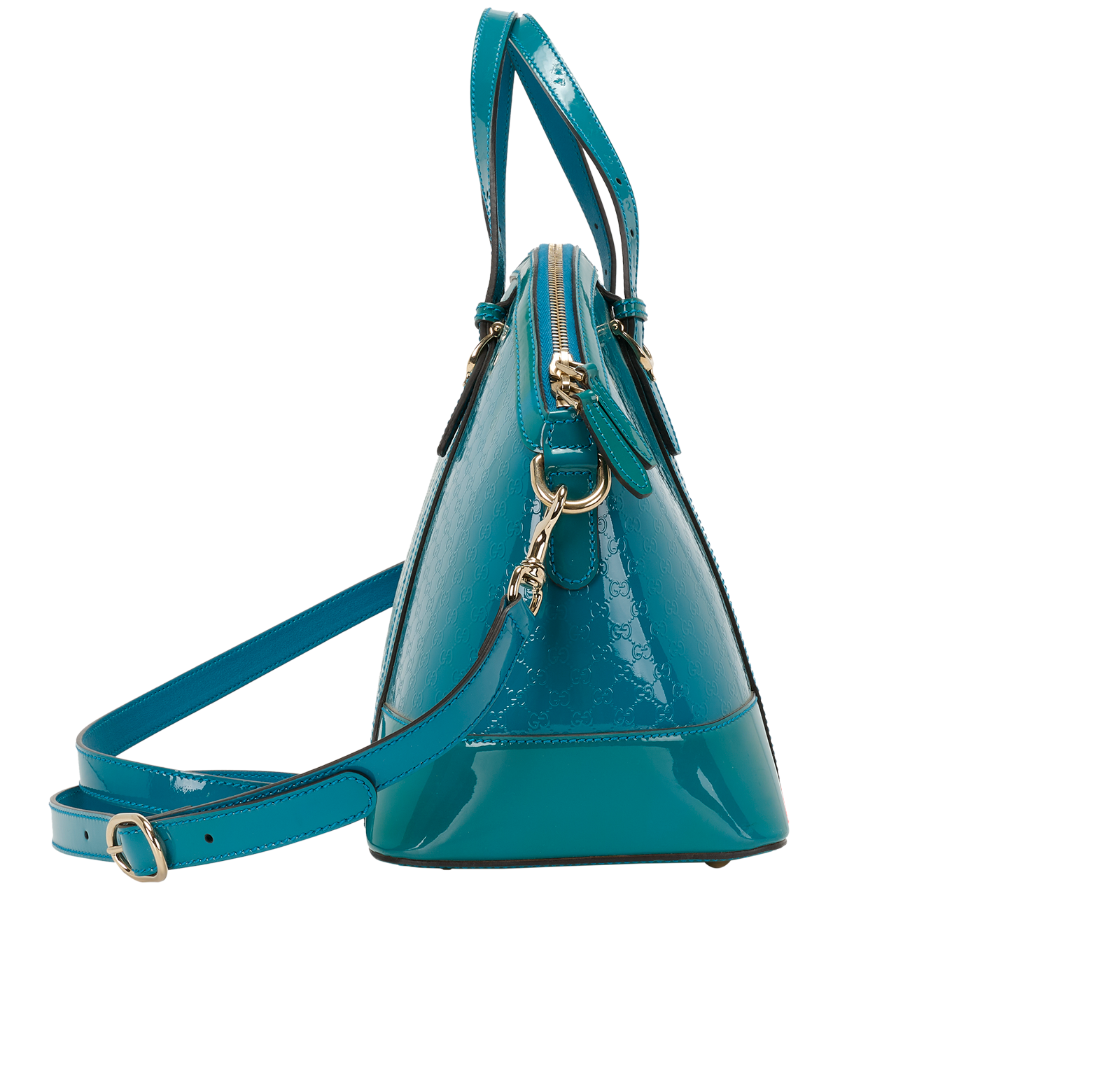 Guccissima Dome Bag, &pound;310, Handbags, Blue, Patent Leather, Side view